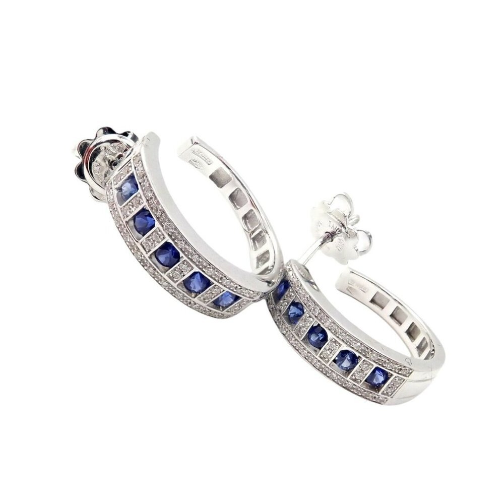 New Authentic! Damiani 18k White Gold Diamond Sapphire Belle Epoque Earrings​